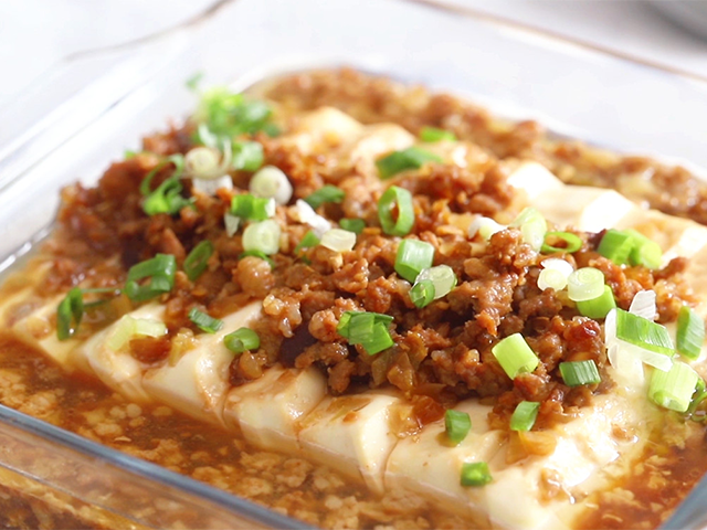 家常菜清蒸肉末嫩豆腐做法
